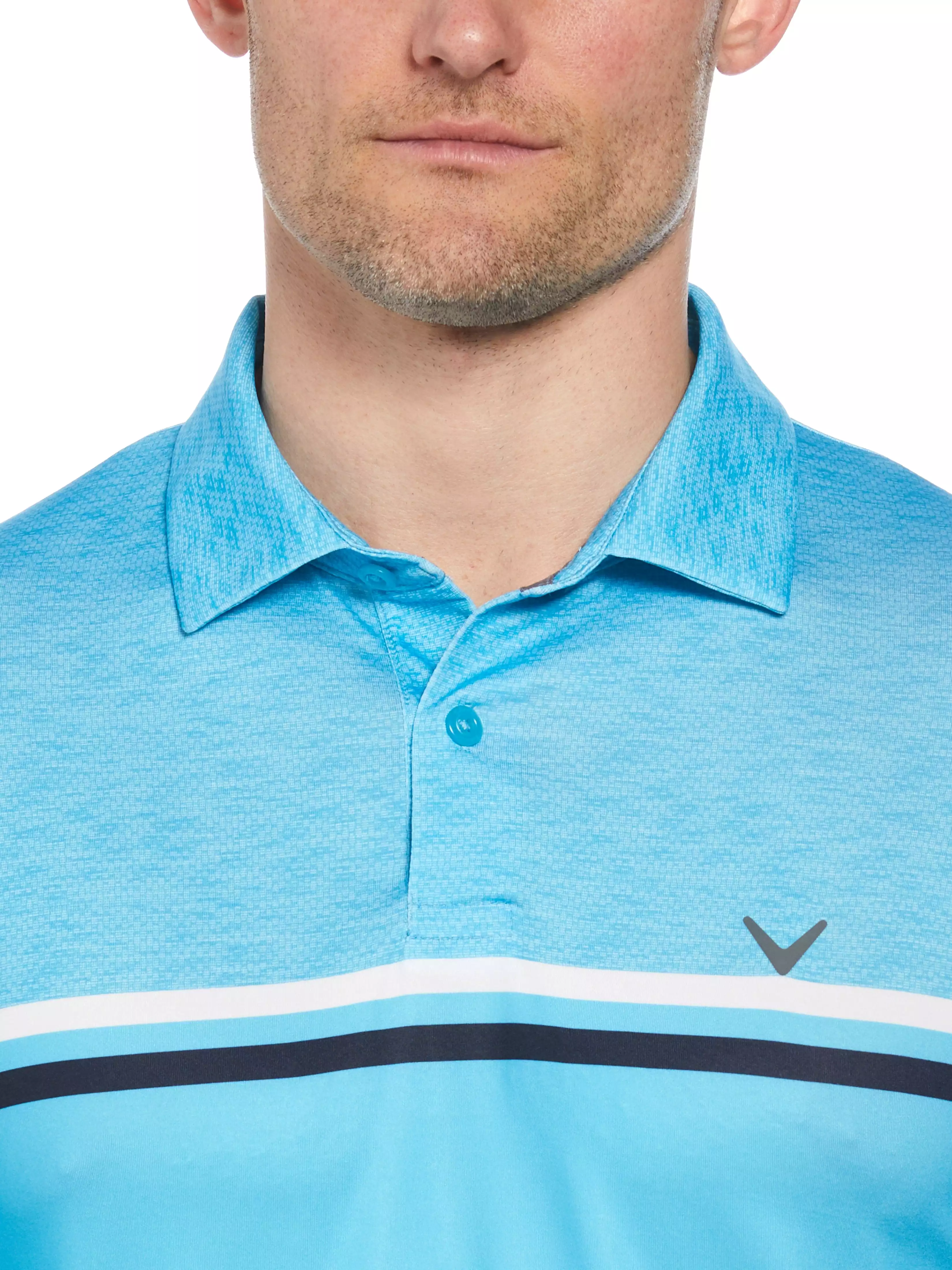 Mens Color Block Pattern Golf Polo