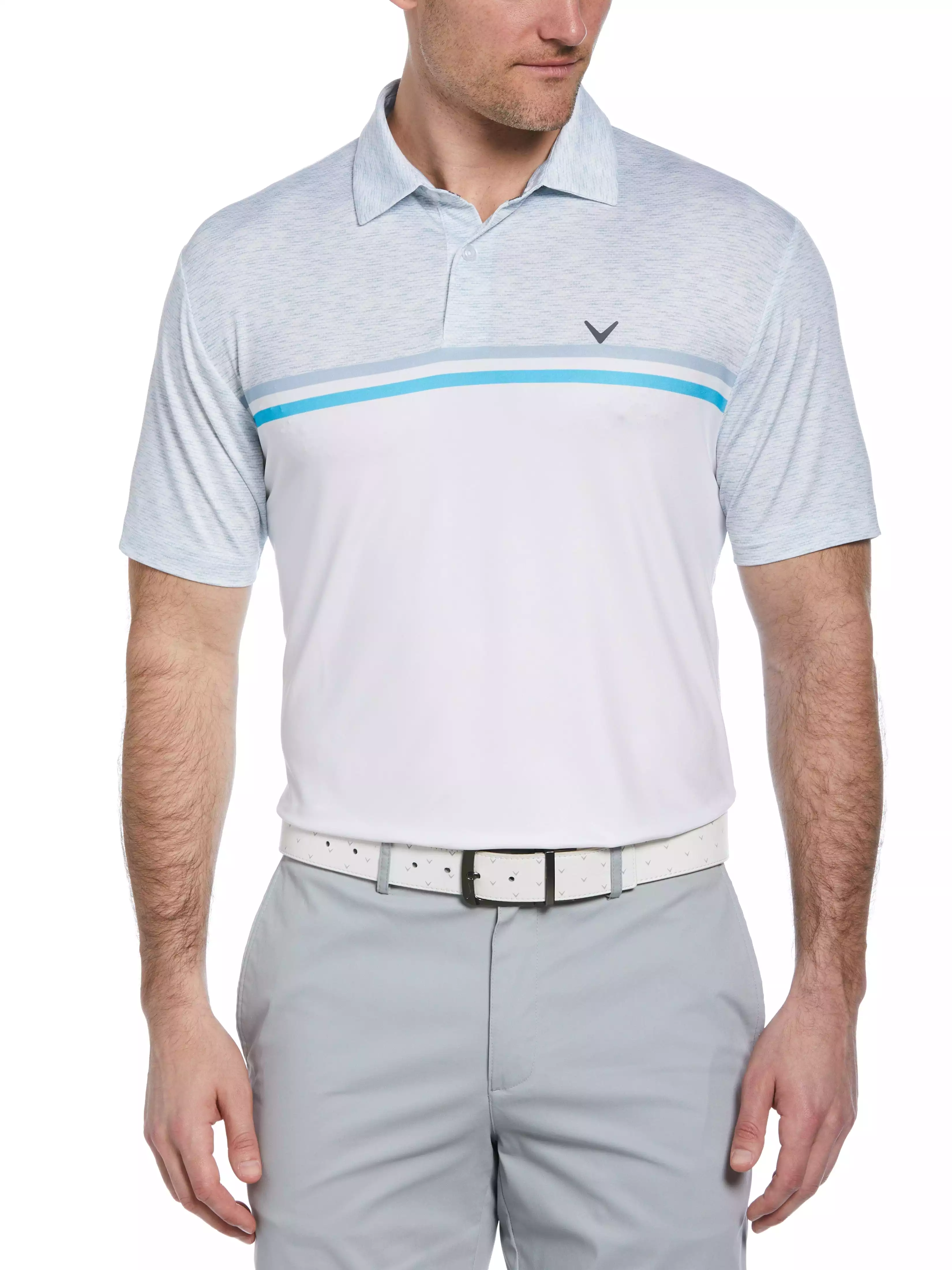 Mens Color Block Pattern Golf Polo