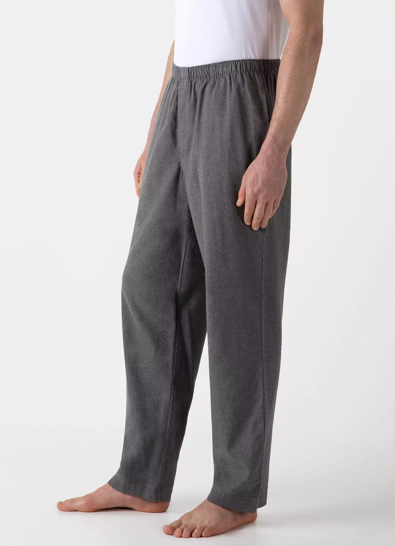 Men's Cotton Flannel Pyjama Set in Mid Grey Melange