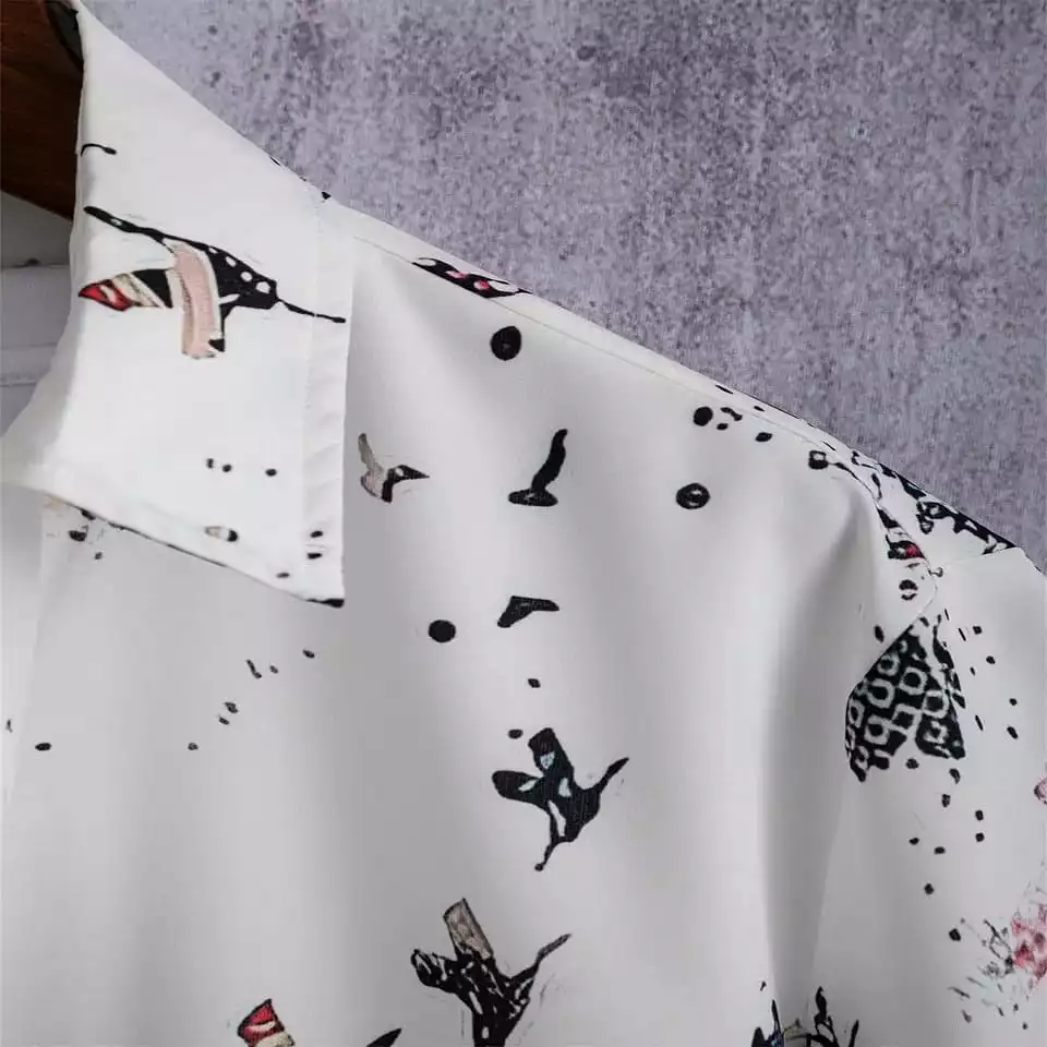 Men's Fashion White Collar Printed Shirt X1597175