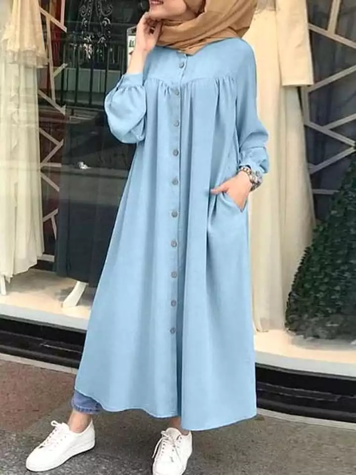 Muslim dress women long sleeve hijab shirt long dress B-92587