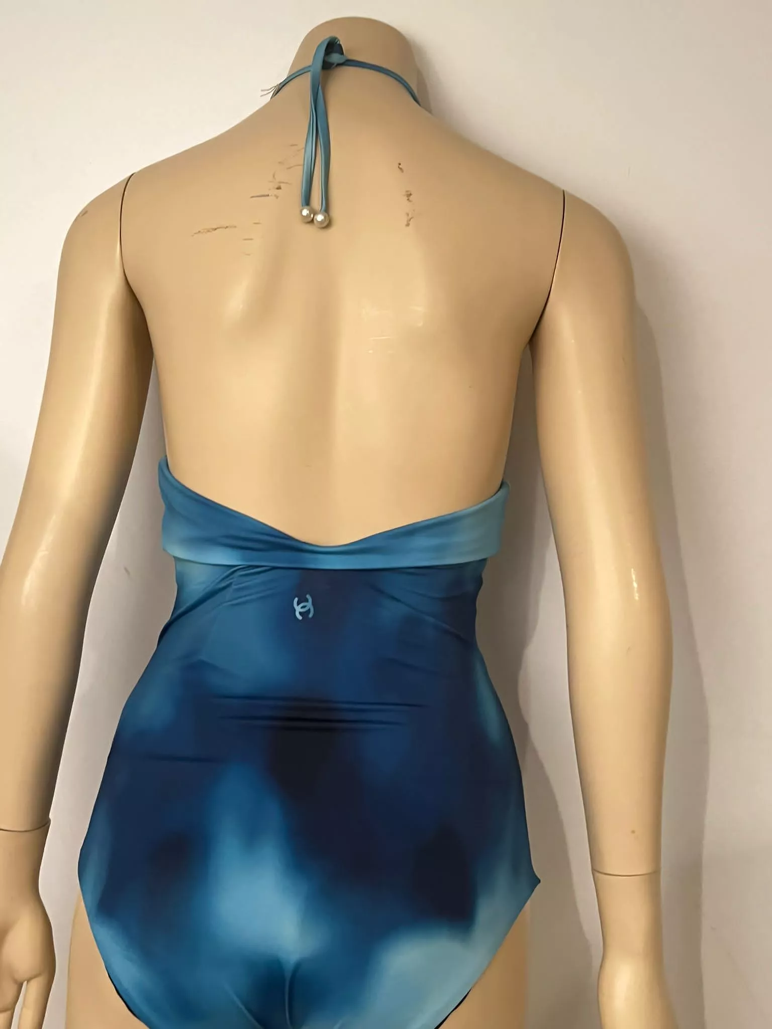 NWT Chanel 18S 2018 Summer Runway Light Blue One Piece Swim Suit FR 36 US 4