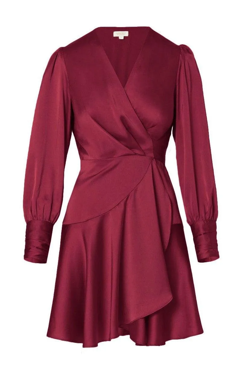 Pena Long Sleeve Wrap Dress - Ruby