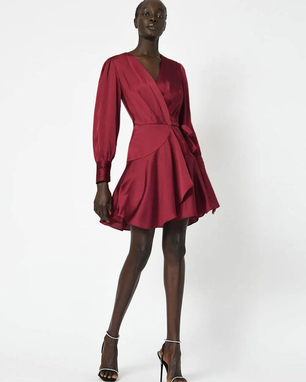 Pena Long Sleeve Wrap Dress - Ruby