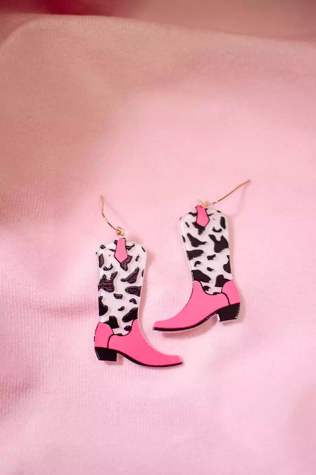 Pink & Cow Print Cowgirl Earrings