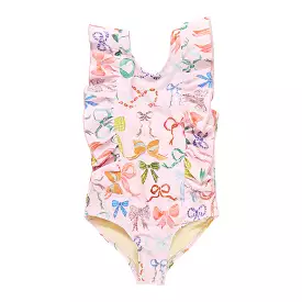 Pink Chicken Baby Girls Katniss Swimsuit - Watercolor Bows