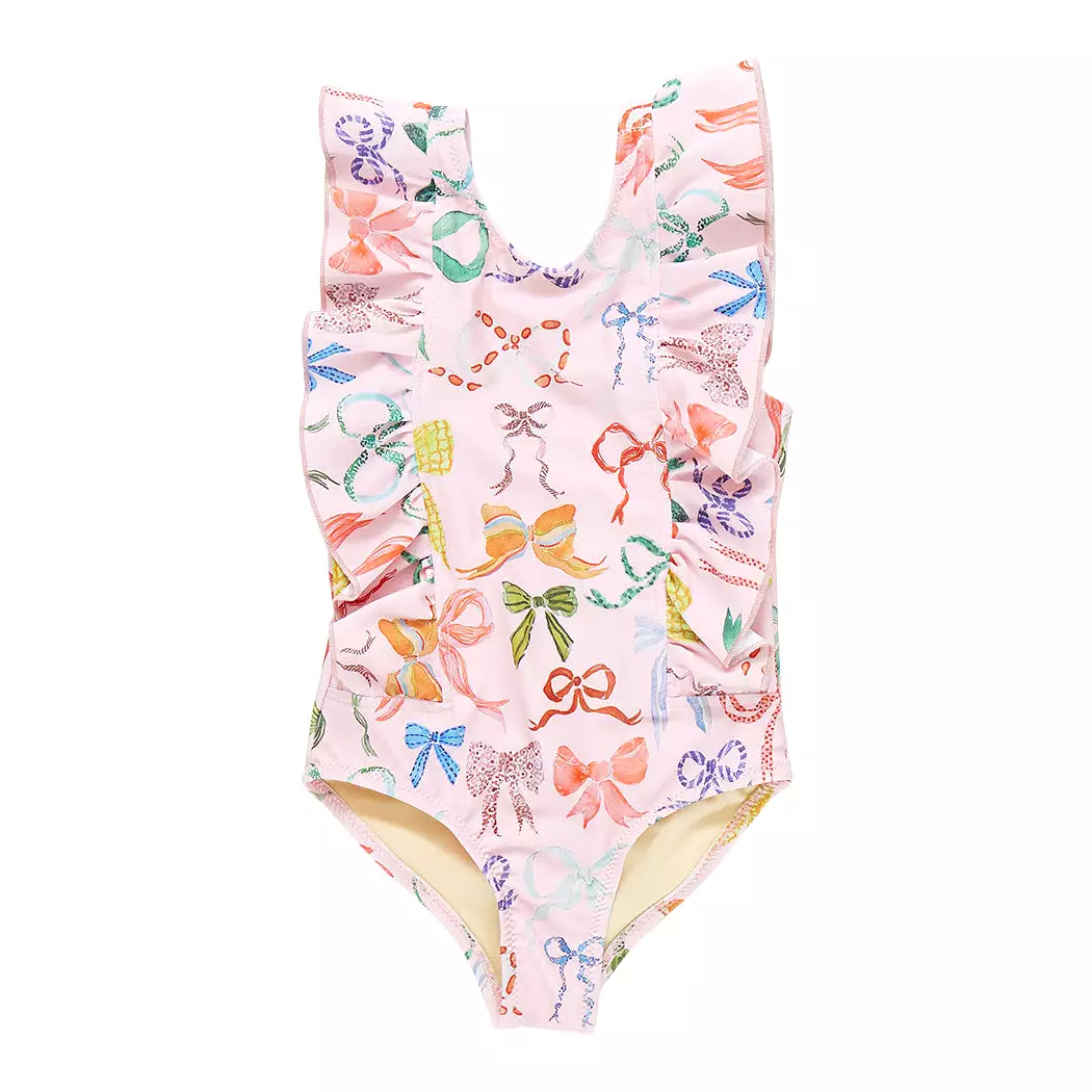 Pink Chicken Girls Katniss Swimsuit - Watercolor Bows