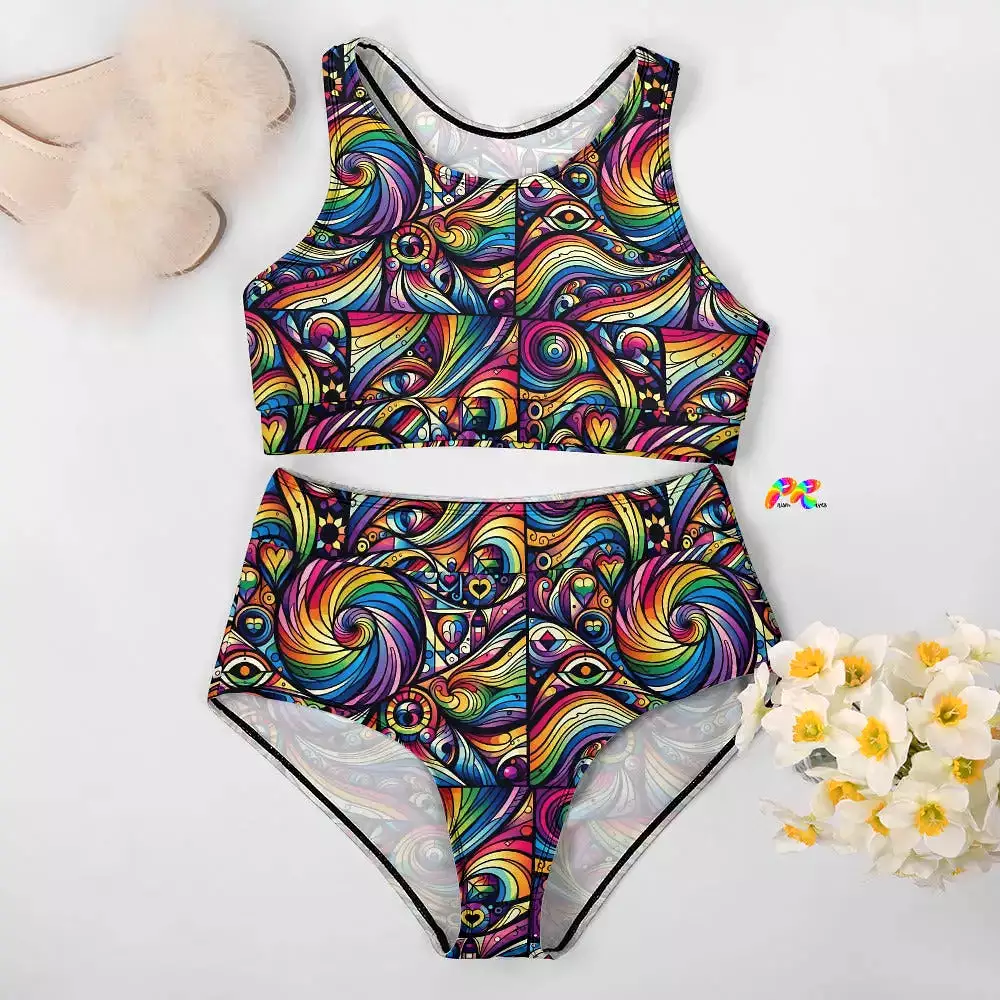 Pride Swirl Racerback High-waist Bikini