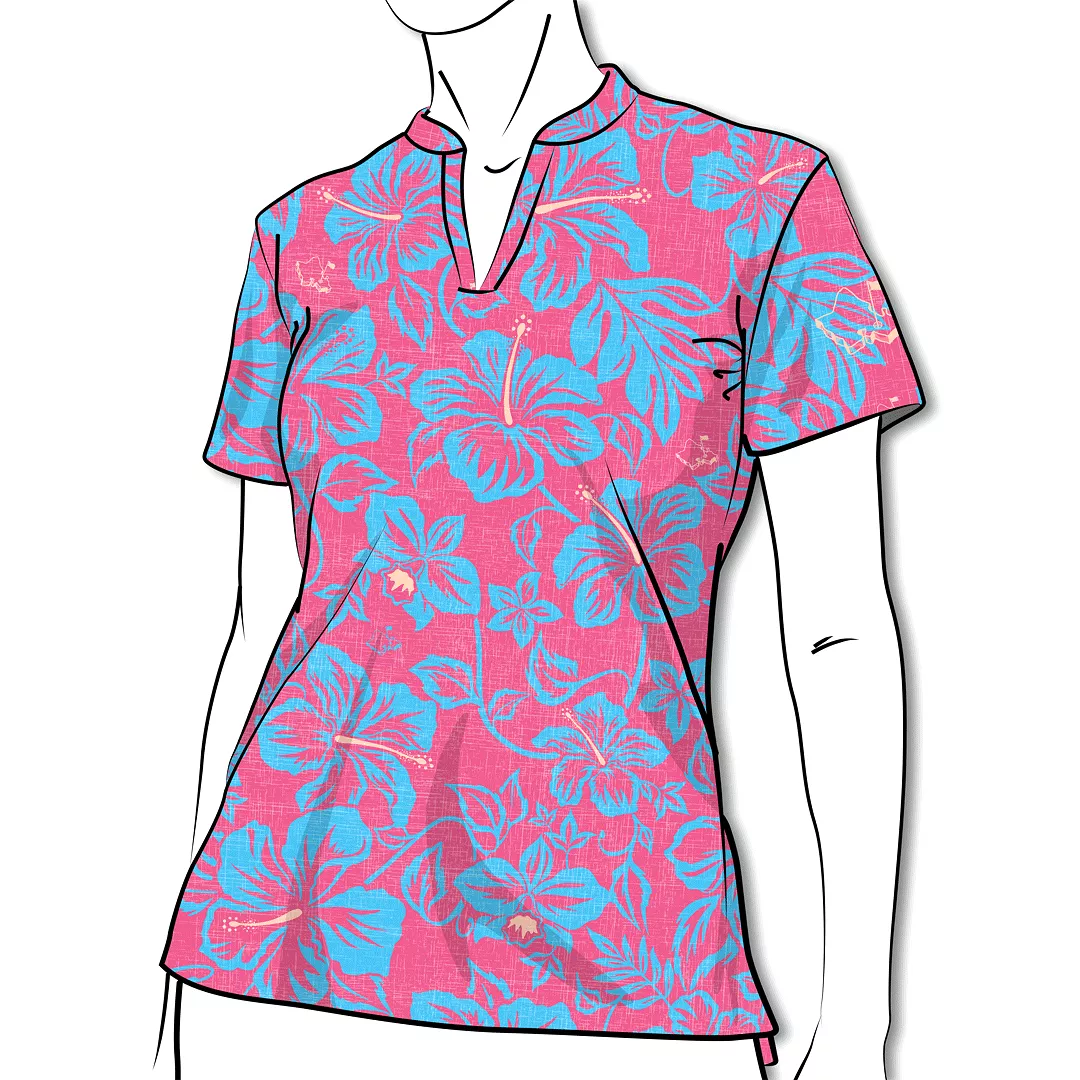 Raspberry Bloom - OGA Ladies Polo -  Raspberry Blue