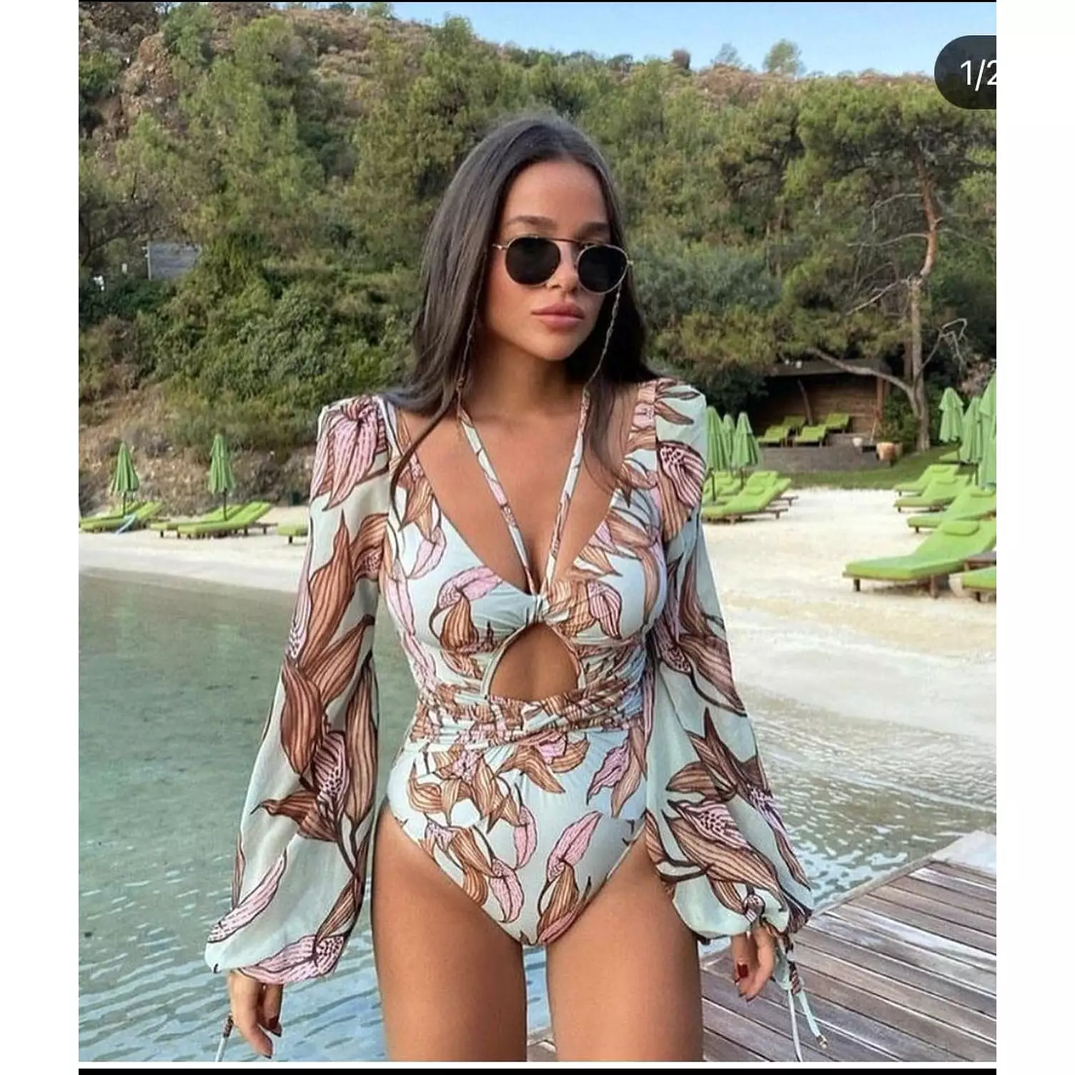 Sexy one-piece printed bikini swimsuit