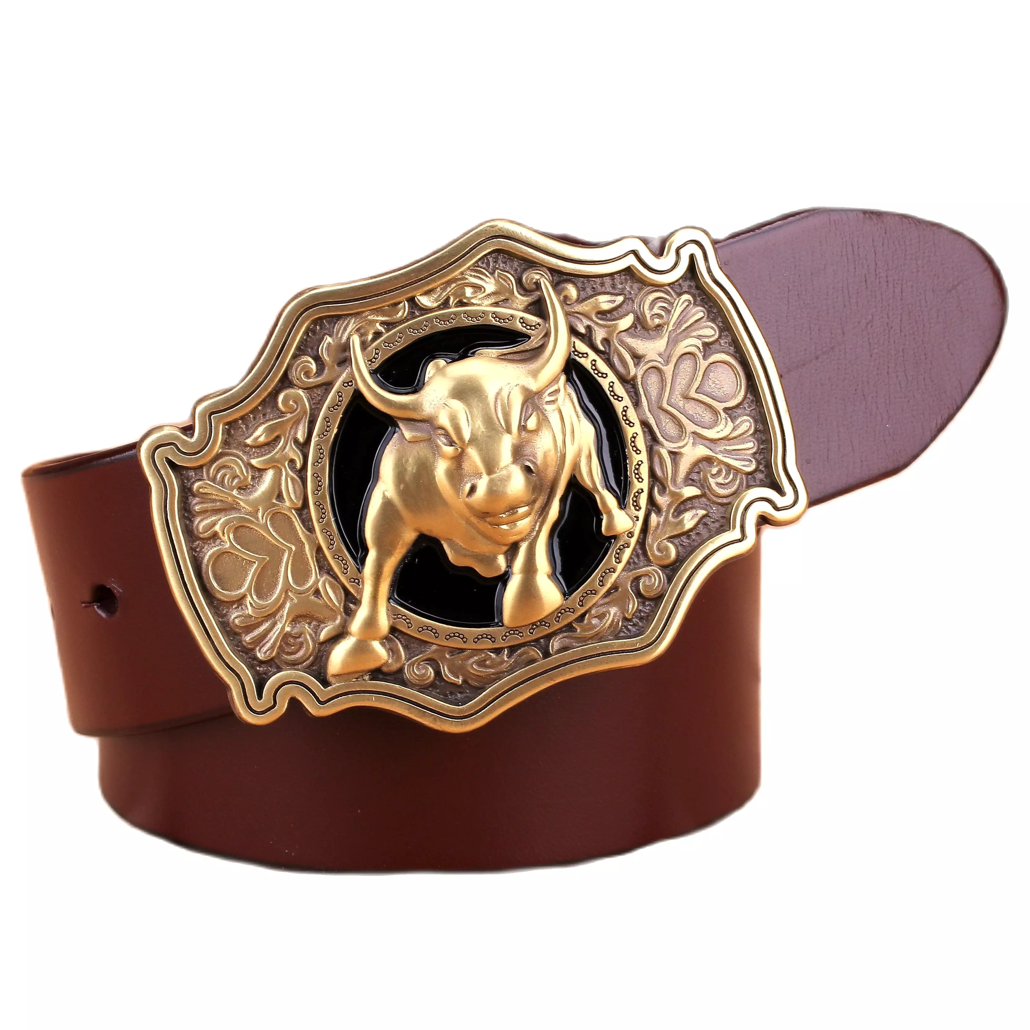 Solid brass buckle full grain cowhide 100% genuine leather designer belt men high quality luxury cowboy brown black camel real