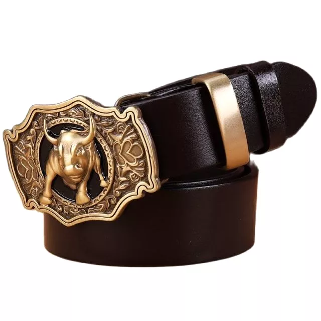 Solid brass buckle full grain cowhide 100% genuine leather designer belt men high quality luxury cowboy brown black camel real