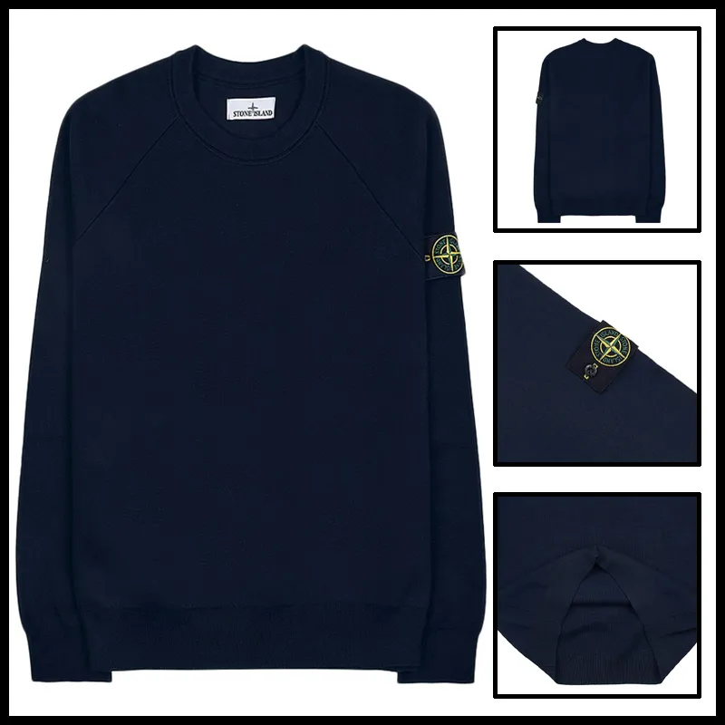 STONE ISLAND  |Crew Neck Street Style Long Sleeves Plain Cotton Logo