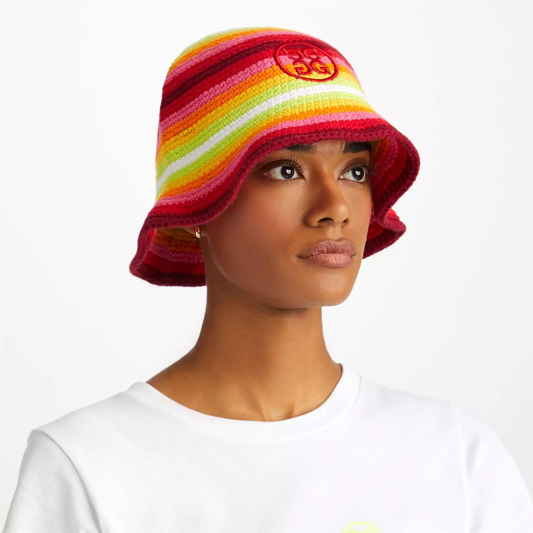 Striped Circle G's Crochet Bucket Hat Lava - SS24