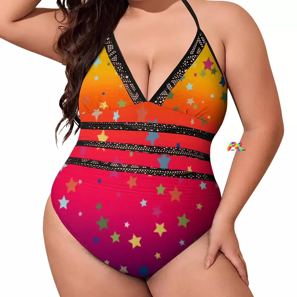 Sunset Stars Plus Size One Piece Swimsuit