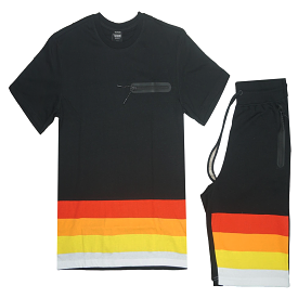 Sunset Stripe Short Set (Black) /C6