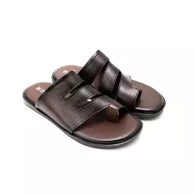 Triple Strap Men Leather Slippers