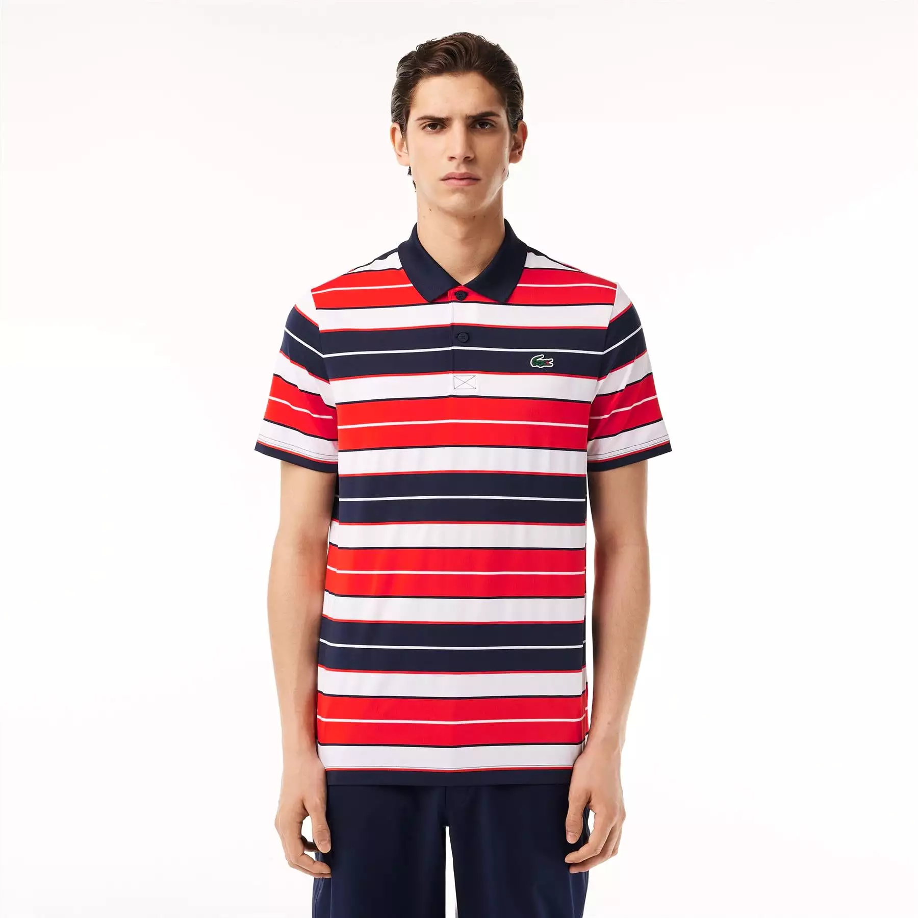 Ultra-Dry Regular Fit Striped Polo Red/White/Navy - SS24