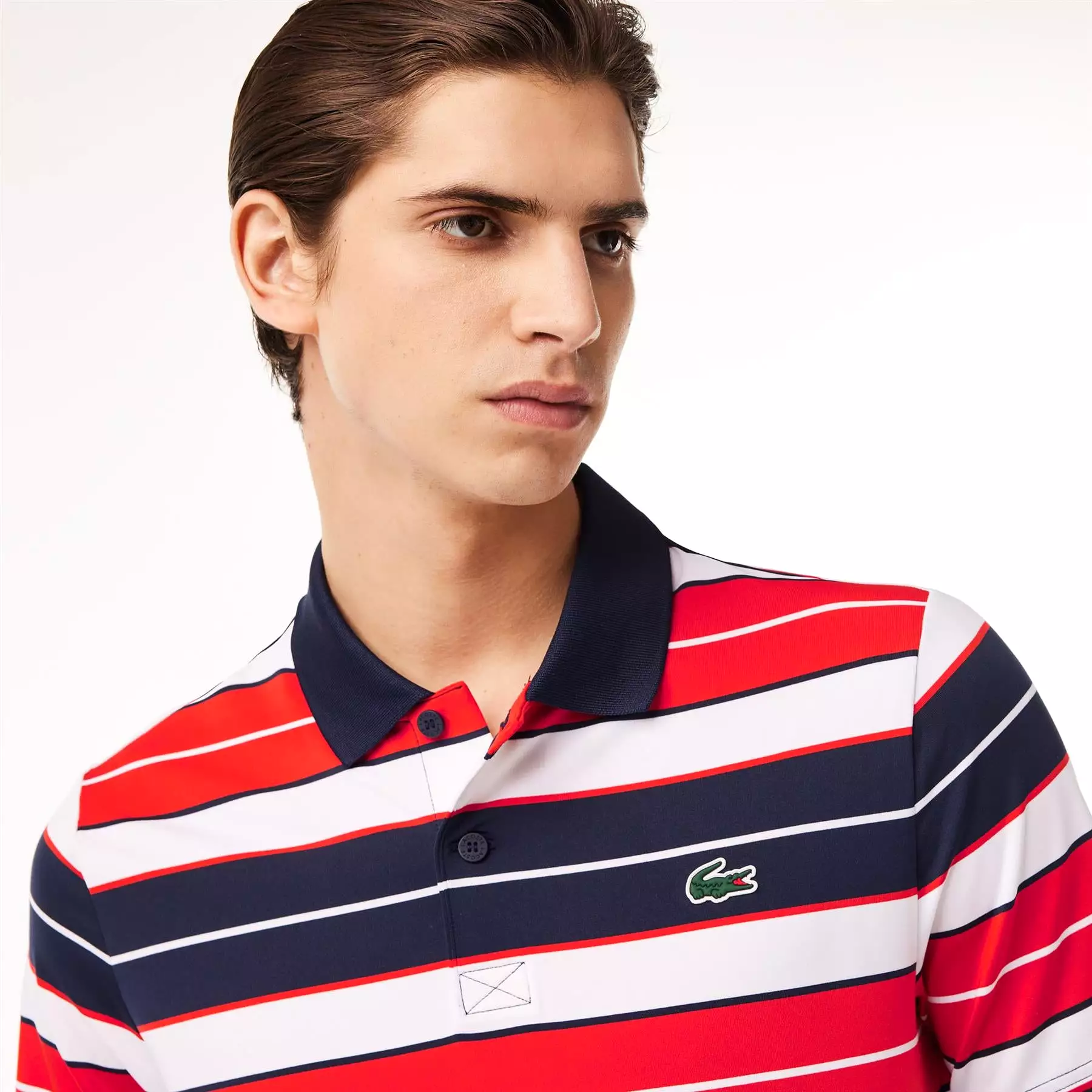 Ultra-Dry Regular Fit Striped Polo Red/White/Navy - SS24