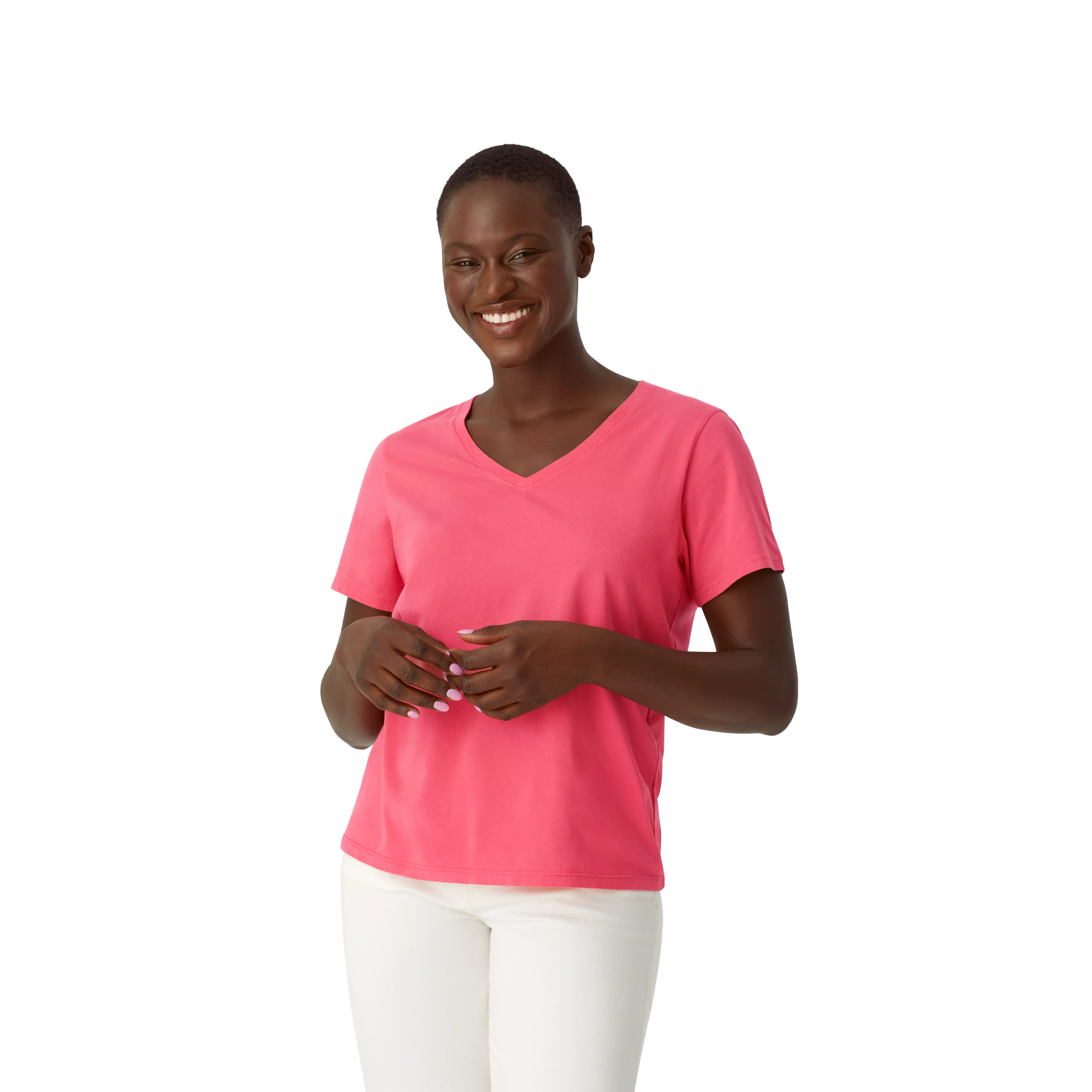 Women's Garment Wash V-Neck T-Shirt