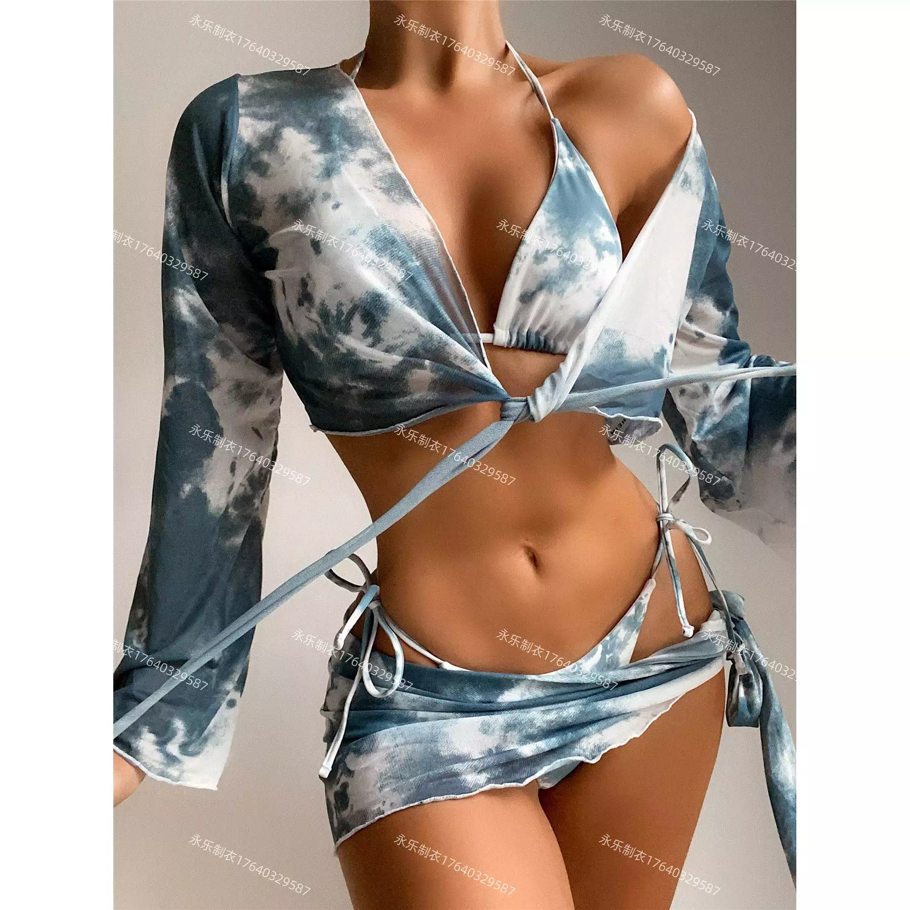 Women's split tie-dye sexy four-piece bikini swimsuit