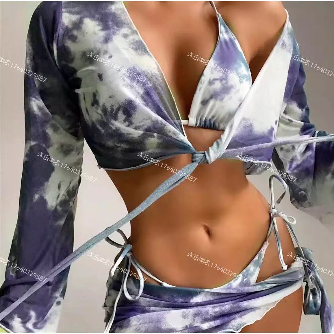 Women's split tie-dye sexy four-piece bikini swimsuit