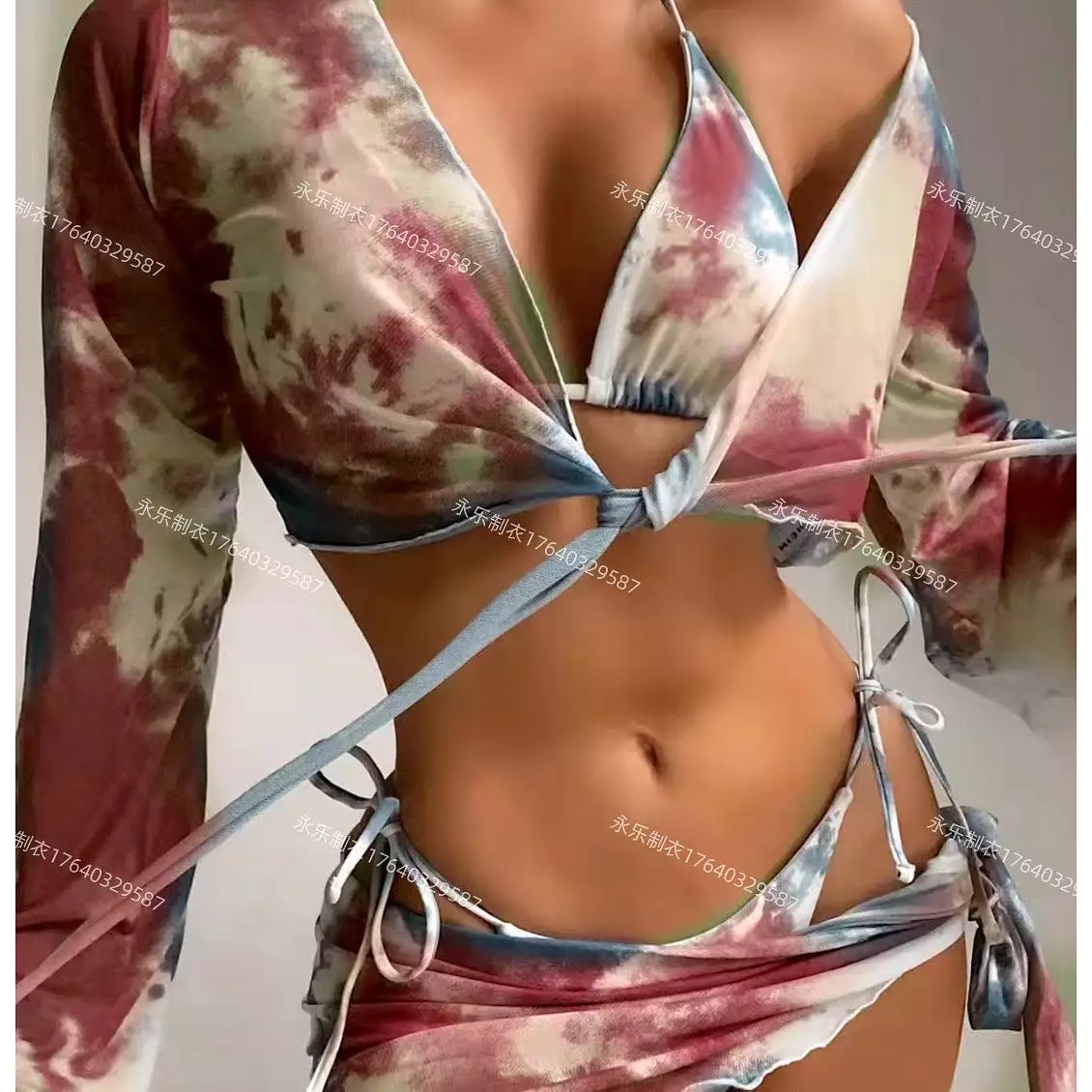 Women's split tie-dye sexy four-piece bikini swimsuit