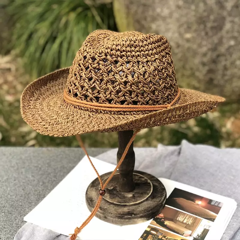 Women's Summer Bucket west cowboy Straw Hat Panamas UV Protection Sun Hats